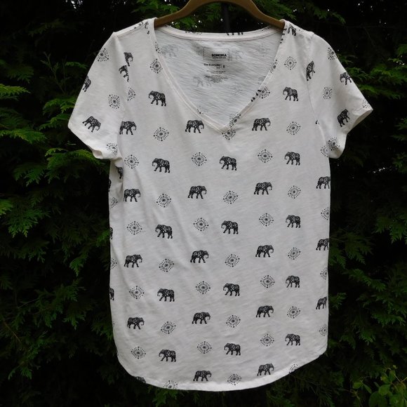 Sonoma Tops - Sonoma Goods For Life Cute Elephant Print V-Neck Tee